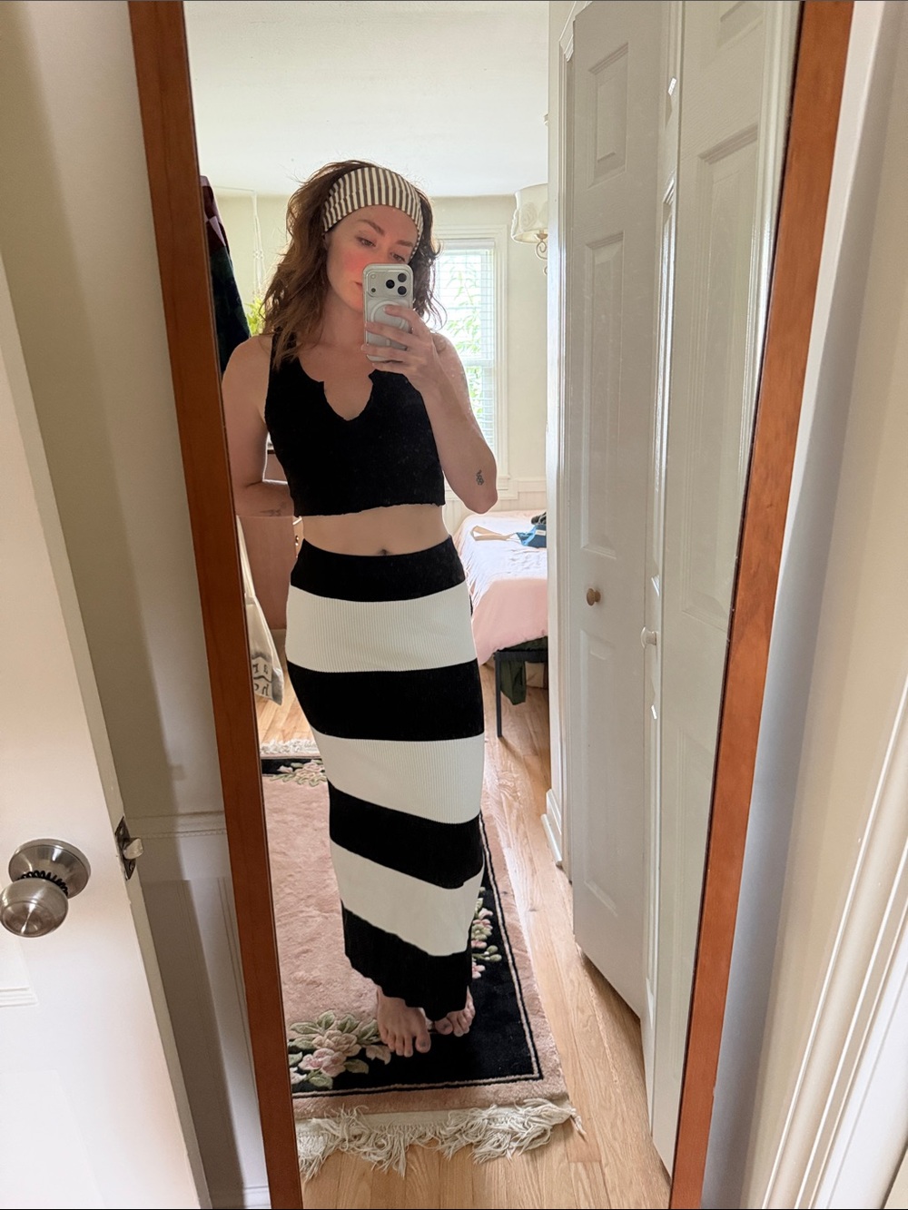 Black & White Striped Maxi Skirt/Dress
